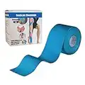 Nastro kinesiologico 5 m x 5,0 cm Applicazione Tape Kinesiologico Muscolare Cerotto (1 Rotolo Blu)