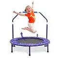 36'' Kids Trampoline Mini Trampoline with Handle and Protective Cover Foldable Fitness Exercise Rebounder Jumper Safe and Durable Toddler Trampoline Indoor Outdoor for Boys Girls 3 4 5 6 7 8 Years