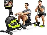 Rowing Machine,JKANGFIT Rowing Machines for Home Use with Arm Strength Training for Full Body Workout,Foldable Magnetic Rower with 14 Levels Resistance LCD Monitor Holder, Green