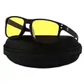 Optix 55 Night Vision Glasses for Driving, Anti-Glare Polarized, Night Driving Glasses for Men & Women, Yellow-Tinted with Hard Case (Night Vision/Black)