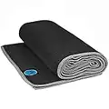 Youphoria 24-Inch-by-72-Inch Microfiber Yoga Towel, Black Towel/Gray Stitching