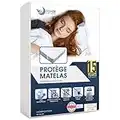 Protege Matelas 90x200 cm Imperméable Made in Europe et Oeko TEX par Dreamzie - Alese 90x200 en Coton Respirant avec 4 Coins Elastiques