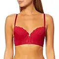 Iris & Lilly Women's Lace Front Closure Push-Up Bra, Red, 34D