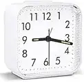 Brifit Silent Alarm Clocks Bedside Battery Powered Bedside Clock Non ticking with Luminous Dial Snooze Night Light Function Large Display Easy to Read for Heavy Sleepers Kids Travel Bedroom - White