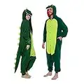 Silver Lilly Dinosaur Costume - Trex Cosplay - Reptile One Piece Pajama (Green Dinosaur, XL)