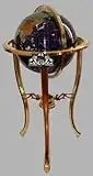 37" Floor Standing Blue Lapis Gemstone Globe with 50 USA Divided State Stones