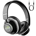 SuperEQ Active Noise Cancelling Headphones, S2 Bluetooth headphones Wired and Wireless On-Ear Headphones with CVC 8.0, Hi-Fi Stereo Deep Bass 25H Playtime for Kids Adults Travel Sports Office-Black