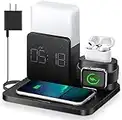 Wireless Charger,3 in 1 Fast Charging Station with Digital Alarm Clock and Night Light,Compatible for iPhone 14/14 pro/13/13 Pro/12/12Pro Max/11 Series/XS Mas/XR/XS/8/8 Plus/iwatch/AirPods/Samsung