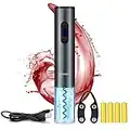 SOVIDER Tire-bouchon à vin électrique avec coupe-capsule, ouvre-bouteille de vin automatique rechargeable par USB, ensemble-cadeau d'ouvre-bouteille de vin en acier inoxydable avec lumière LED…