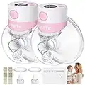 TSRETE Breast Pump, Double Wearable Breast Pump, Electric Hands-Free Breast Pumps with 2 Modes, 9 Levels, LCD Display, Memory Function Rechargeable Double Milk Extractor-24mm Flange, Pink