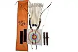 FSFF Enhanced Wooden Bow and Arrow for Kids 2-Bows 2-Four Arrow quivers 16-Arrows w/ Feathers 10-Large Targets & 2-armguards Great Archery Set for Youth boy / Girl Beginner Archery Set for Kids