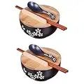 2PCS Vajilla de cocina japonesa Tazón de fuente de estilo vintage coreano Cuenco de arroz Tazón de fuente de cerámica instantánea de estilo japonés Suministros de cocina