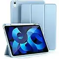 Vobafe Case for iPad Air 5th Generation 2022/ iPad 4th Generation 2020 (10.9 Inch, 5/4), Flexible TPU Back Cover with Pencil Holder, [Support Pencil 2 Charging][Auto Wake/Sleep]-Light Blue