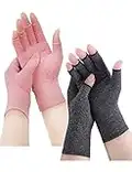 Arthrose Gants sans doigts Gants de compression pour rhumatismes, gants de jeu Arthriti, soulagement de la douleur rhumatismale, RSI, syndrome du canal carpien (gris+rose, S)