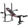 HOMCOM Banco de entrenamiento de pesas ajustable multifunción para entrenamiento de cuerpo completo entrenamiento en casa gimnasio fitness levantamiento de pesas con mariposa y extensión de piernas.