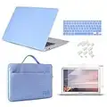 iCasso Case Compatible with MacBook Air 13 inch Case 2010-2017 Release Model A1369/A1466 Bundle Set, Plastic Hard Case Shell, Sleeve Bag, Screen Protector, Keyboard Cover and Dust Plug - Serenity Blue