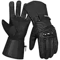 Guantes de moto de cuero para motocicleta con nudillos duros Thinsulate a prueba de viento, protección impermeable para invierno, verano, guantes de equitación térmica, bicicleta deportiva (M, negro)