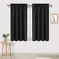 DWCN Black Blackout Curtains for Bedroom - Thermal Insulated Light Blocking Rod Pocket Window Curtains for Living Room 46 x 54 inch Length, 2 Panels