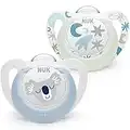 NUK Star Lot de 2 tétines pour bébé de 0 à 6 mois - En silicone sans BPA - Motif koala bleu