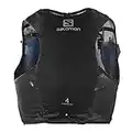 Salomon Adv Hydra Vest 4 Chaleco para correr con Flask incluido Unisex, Comodidad y estabilidad, Rápido acceso a la hidratación, Simplicidad, Black, M