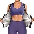 Junlan Sauna Suit for Women Waist Trainer Vest for Women Sweat Tank Top Shaper for Women with Zipper (Black, Large)