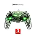 PDP Afterglow Deluxe Contrôleur de jeu câblé à LED, sous licence Nintendo pour Switch et OLED, couleur RGB, contrôleur de gamepad transparent, prise jack 3,5 mm, double vibration, touches paddle