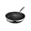 HexClad 30 cm Hybrid Stainless Steel Wok Pan with Stay-Cool Handle - PFOA Free, Non-Stick, Oven Safe, Works with Induction, Ceramic, Electric, and Gas Cooktops