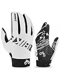 INBIKE Gants MTB Gants complets Anti-dérapants Antichocs pour Moto Cross VTT Velo de Montagne Route BMX écran Tactile Outdoors Sports Respirant Confort(Blanc,XL)