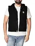Carhartt Men's Relaxed Fit Washed Duck Fleece-Lined Hooded Vest, Black, Medium