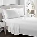 Luxebury Luxury Bamboo Sheet Set- 4 Piece Bedding Set- Bamboo Viscose Blend-OKEO-TEX Certified-Hypoallergenic, Cooling, 16" Deep Pockets (Queen, White)