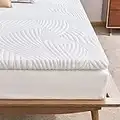 Sweetnight - Topper de 180 x 200 cm, en Viscoelástica (Espuma de Gel con Memoria), 5 cm de Alto, con Funda Extraíble y Lavable, Blanco