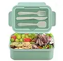 Lunch Box,Scatole bento, Scatole Bento Box con 3 Scomparti e Posate(Forchetta e Cucchiaio), scuola, lavoro, picnic, viaggi,può Essere Usato per Microonde e Frigo Lavastoviglie，Senza BPA