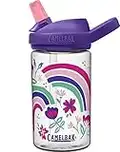 CamelBak eddy+ 14oz Kids Water Bottle with Tritan Renew – Straw Top, Leak-Proof When Closed, Rainbow Floral
