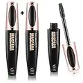 SIAMHOO 2 Pezzi Mascara volumizzante Extra Volume Mascara waterproof Mascara Volumizzante e Allungante Mascara Per Ciglia In Fibra Di Seta 4d, Nero