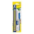 STAEDTLER 121SET BKD Noris School Graphite HB Pencil Student Stationery Set (Pack of 2 Pencils, Blue Pen, Ruler, Eraser Plus Sharpener), Black