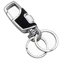 Lancher Key Chain with (2 Extra Key Rings and Gift Box) Heavy Duty Car Keychain for Men and Women - Black