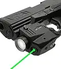 QR-Laser Green Laser Sight Gun Light Combo 500 Lumens Tactical Flashlight Rechargeable with Strobe Function for Pistol Handgun Glock Rifles Dot with Picatinny Rail Mount