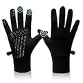 BLUEVER Gants de Course, écran Tactile Coupe-Vent Antidérapant Gants Chauds Doublures pour Cyclisme vélo Conduite Sportive pour Hommes Femmes (L)