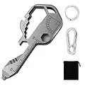 24- in-1 Key Shaped Pocket Tool, multitool key with key chain, Outdoor keychain tool for Drill Drive, Screwdriver, file, Wrench, Ruler, Bottle Opener,Wrench, Stripping, etc (Silver)