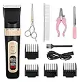 Dog Clippers Low Noise 4-Speed Dog Grooming Clippers 11Pcs Kit with 4 Comb Cordless Rechargeable Pet Hair Trimmer Set for Dogs Cats and Other Pets Black