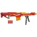 Nerf A3700 Centurion Mega Toy Blaster with Folding Bipod, 6-Dart Clip, 6 Official Mega Darts, & Bolt Action for Kids, Teens, & Adults, Gray