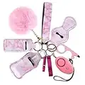 Upgraded Safety Keychain Set for Women, 10 Pcs Safety Keychain Accessories, Self Defense Keychain Set with Personal Alarm, Pink