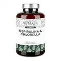 Espirulina & Chlorella 1800mg - Potente Efecto Saciante y Detox - Máxima Energía y Fuerza, Reduce Cansancio y Fatiga - Spirulina Pura 100% Vegana | 180 Cápsulas Nutralie