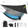 Leogreen Lightweight Camping Hammock with Mosquito Net and Rainfly Cover (Sun Shelter UPF 50), to 1-2 Persons(Adult/2 Kids), Max Load 660lbs (Blue)