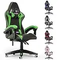 bigzzia Chaise de Jeu, Chaise de Bureau, pivotante et Robuste, Design Ergonomique avec Coussin et Support Dorsal inclinable (Vert)