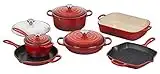 Le Creuset Signature Enameled Cast-Iron Cookware Set, 10-Piece, Cerise