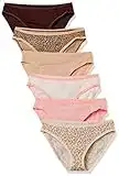 Amazon Essentials Women's Cotton Bikini Brief Underwear (Available in Plus Size), Pack of 6, Leopard, Large