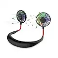 Frecoccialo Neck Fan Handsfree Mini Portable Small Fan with LED Lights USB Rechargeable Battery Powered for Travel Gym Sport Outdoor Camping Office Home (Black)