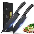 Bravedge Chef Knife Set, 8'' Chef Knife and 7'' Santoku Knife, 2 Pieces Kitchen Knives with Gift Box, Ultra Sharp High Carbon Stainless Steel Kitchen Knife Sets with Ergonomic Handle