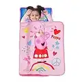 Peppa Pig I'm Just So Happy - Alfombrilla para siesta para niños pequeños, incluye almohada y manta de forro polar, ideal para niñas o niños que toman la siesta durante la guardería o preescolar, se adapta a niños pequeños